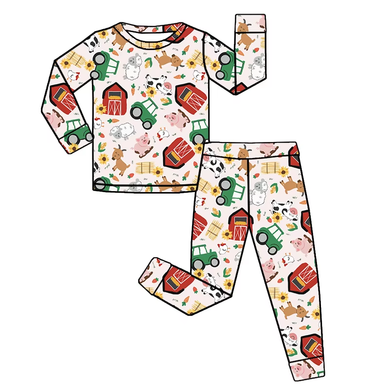 no moq GLP2462 PRE-ORDER baby girl clothes farm animal long sleeve pants sets-2025.6.9