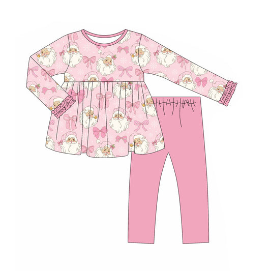 no moq GLP2470 PRE-ORDER baby girl clothes Christmas bow pink long sleeve pants sets-2025.6.9