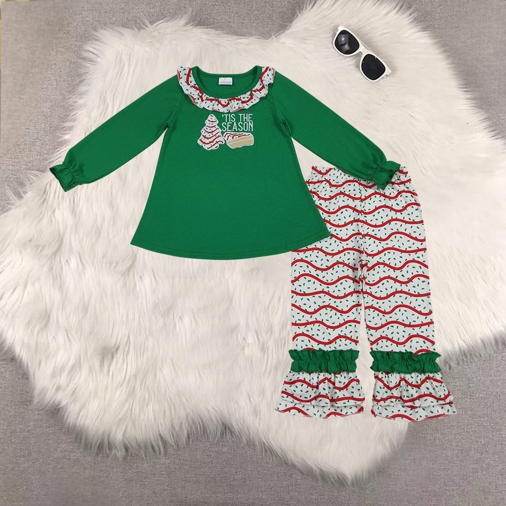 RTS NO MOQ Sibling Baby girls clothes embroidery Christmas long-sleeved trousers suits and jumpsuit