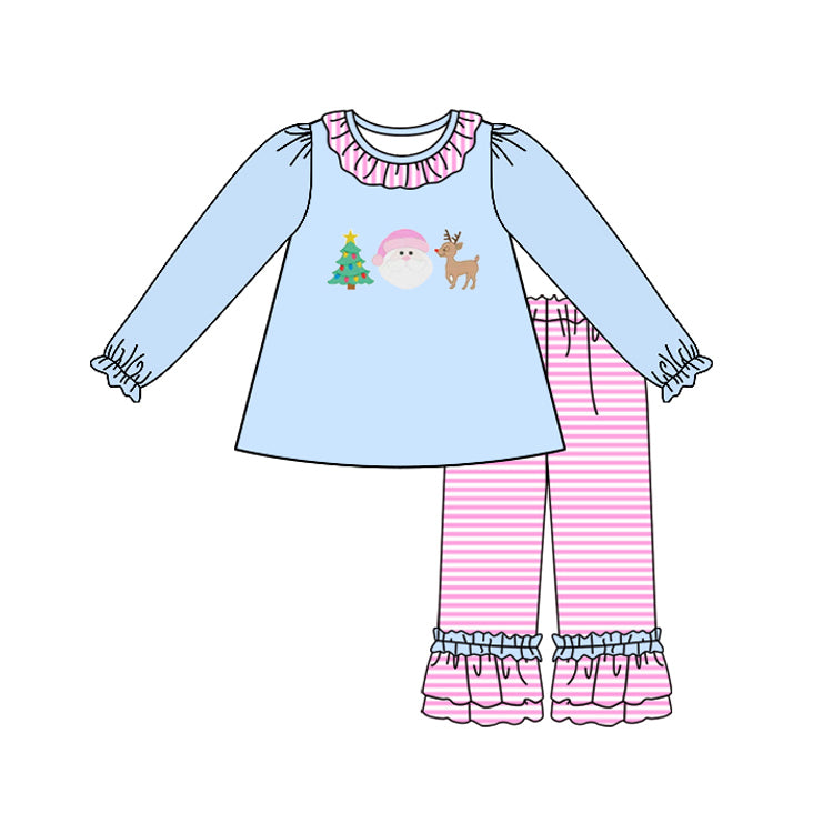 NO MOQ sales GLP2519 Pre-order baby girls clothes Christmas long sleeve pants sets-2025.6.19