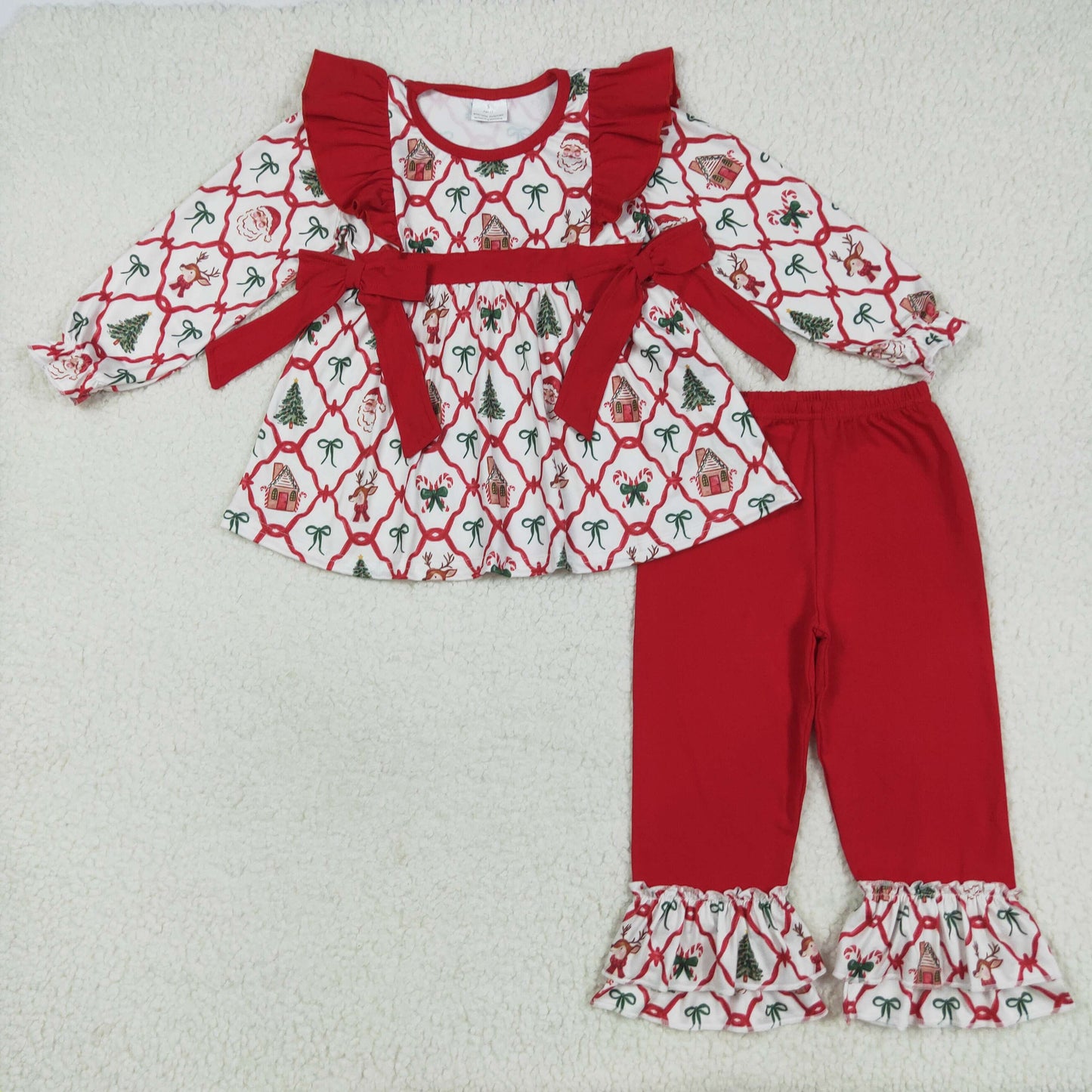 RTS Sibling baby girls clothes Christmas long Sleeve pants sets and dress and rompers