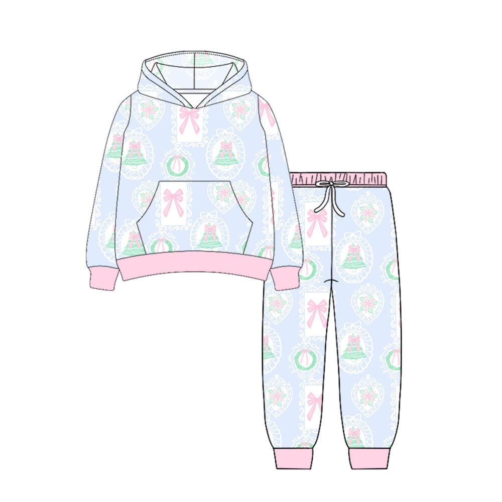 NO MOQ sales GLP2544 Pre-order baby girl clothes Christmas hooded long sleeve pants sets-2025.6.27