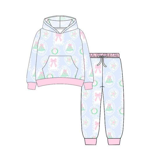 NO MOQ sales GLP2544 Pre-order baby girl clothes Christmas hooded long sleeve pants sets-2025.6.27