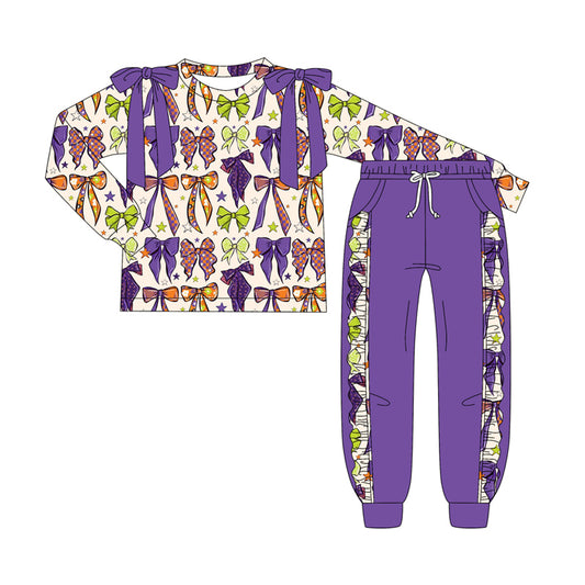 (Pre Order) No moq GLP2570 Pre-order baby girls clothes bow long sleeve pants sets-2025.7.5
