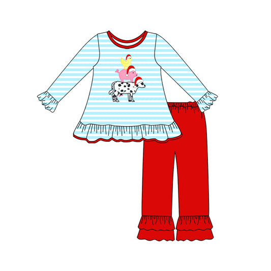 (Pre Order) No moq GLP2590 Pre-order baby girls clothes Christmas long sleeve pants sets-2025.7.11