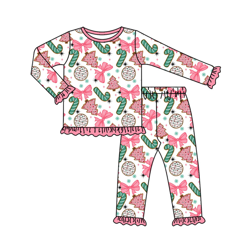 (Pre Order) No moq GLP2632 Pre-order baby girls clothes Christmas bow long sleeve pants sets-2025.7.24