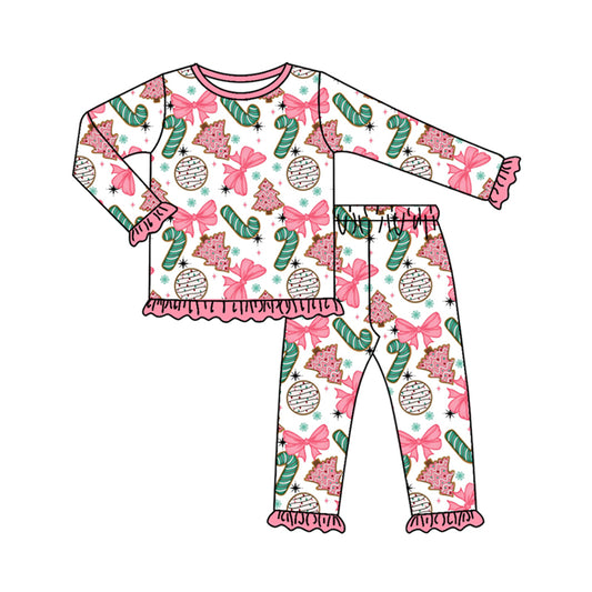 (Pre Order) No moq GLP2632 Pre-order baby girls clothes Christmas bow long sleeve pants sets-2025.7.24