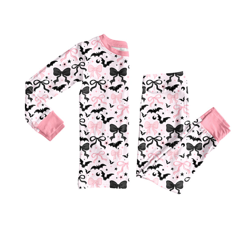 (Pre Order) No moq GLP2680 Pre-order baby girls clothes bat bow long sleeve pants sets-2025.8.6