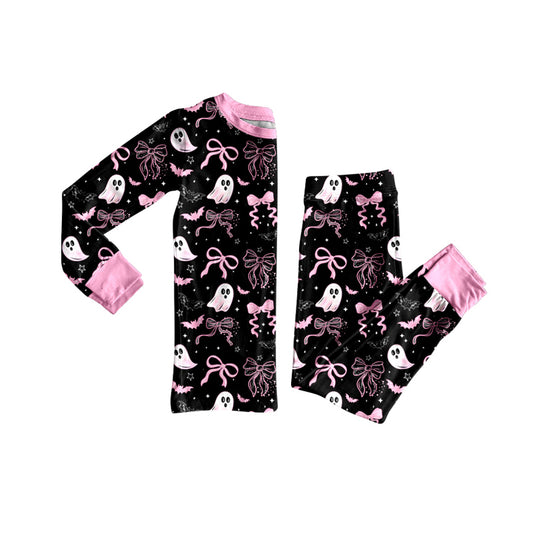 (Pre Order) No moq GLP2683 Pre-order baby girls clothes ghost bow long sleeve pants sets-2025.8.7