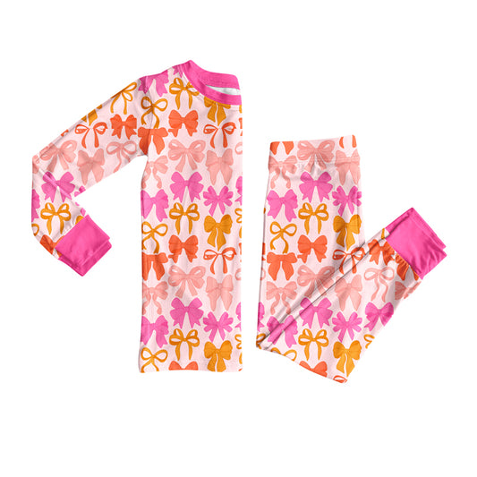 (Pre Order) No moq GLP2701 Pre-order baby girls clothes bow long sleeve pants sets-2025.8.12