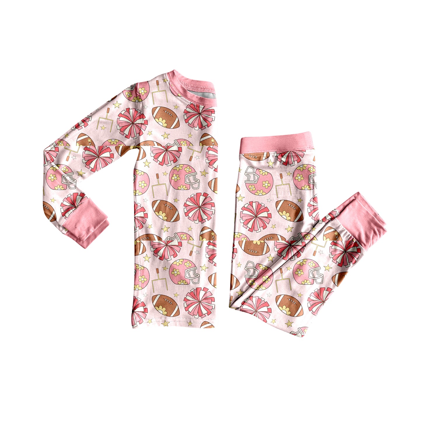 (Pre Order) No moq GLP2713 Pre-order baby girls clothes rugby pink long sleeve pants sets-2025.8.15