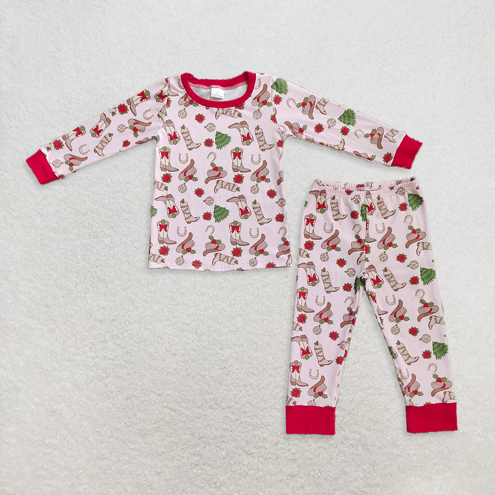 RTS Sibling baby girls clothes Christmas boot bow long Sleeve pants set and dress and rompers