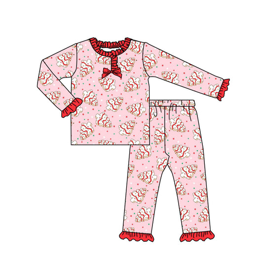 (Pre Order) No moq GLP2769 pre-order baby girls clothes Christmas pink long sleeve pants sets-2025.8.27