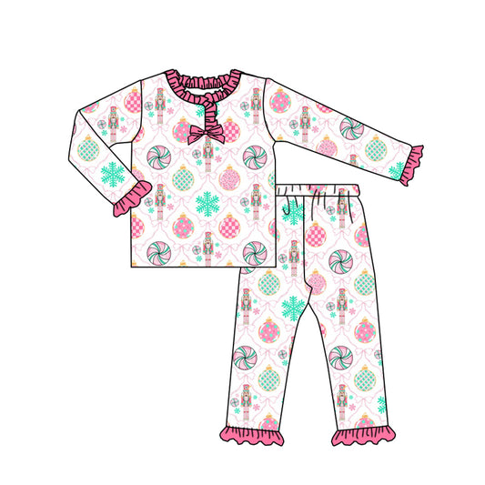 (Pre Order) No moq GLP2770 pre-order baby girls clothes Christmas pink long sleeve pants sets-2025.8.27