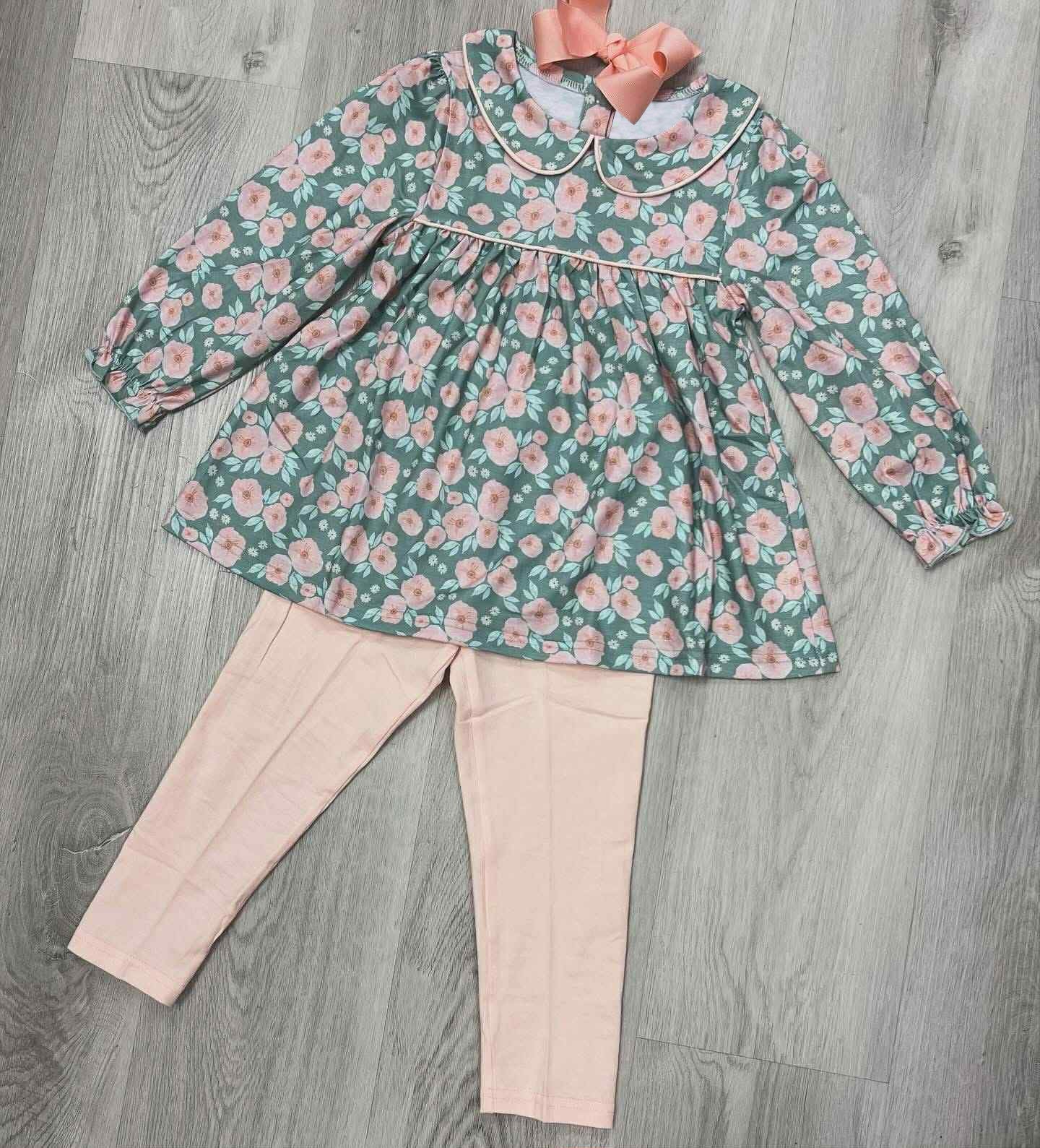 (Pre Order) No moq GLP2776 pre-order baby girls clothes floral long sleeve pants sets-2025.8.29