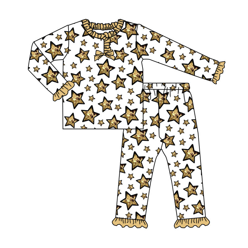 (Pre Order) No moq GLP2782 pre-order baby girls clothes stars long sleeve pants sets-2025.8.29