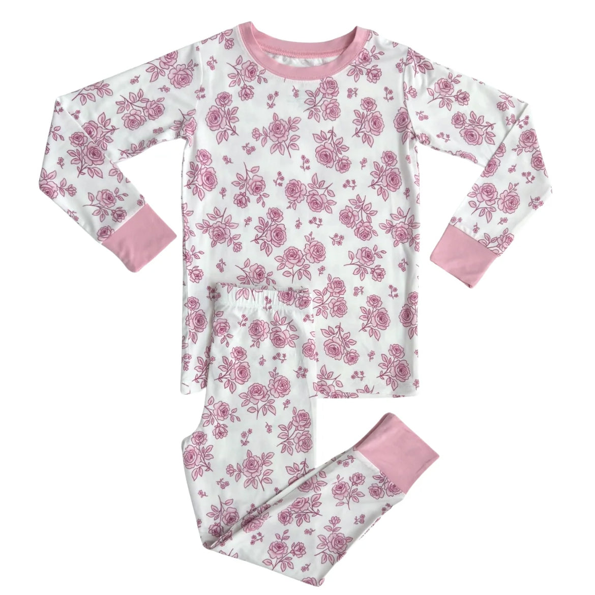 (Pre Order) No moq GLP2797 pre-order baby girls clothes floral pink long sleeve pants sets-2025.9.3