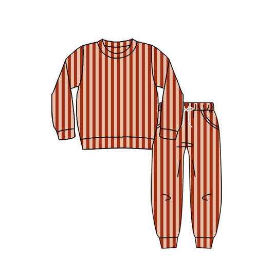 (Pre Order) No moq GLP2801 pre-order baby girls clothes striped long sleeve pants sets-2025.9.3