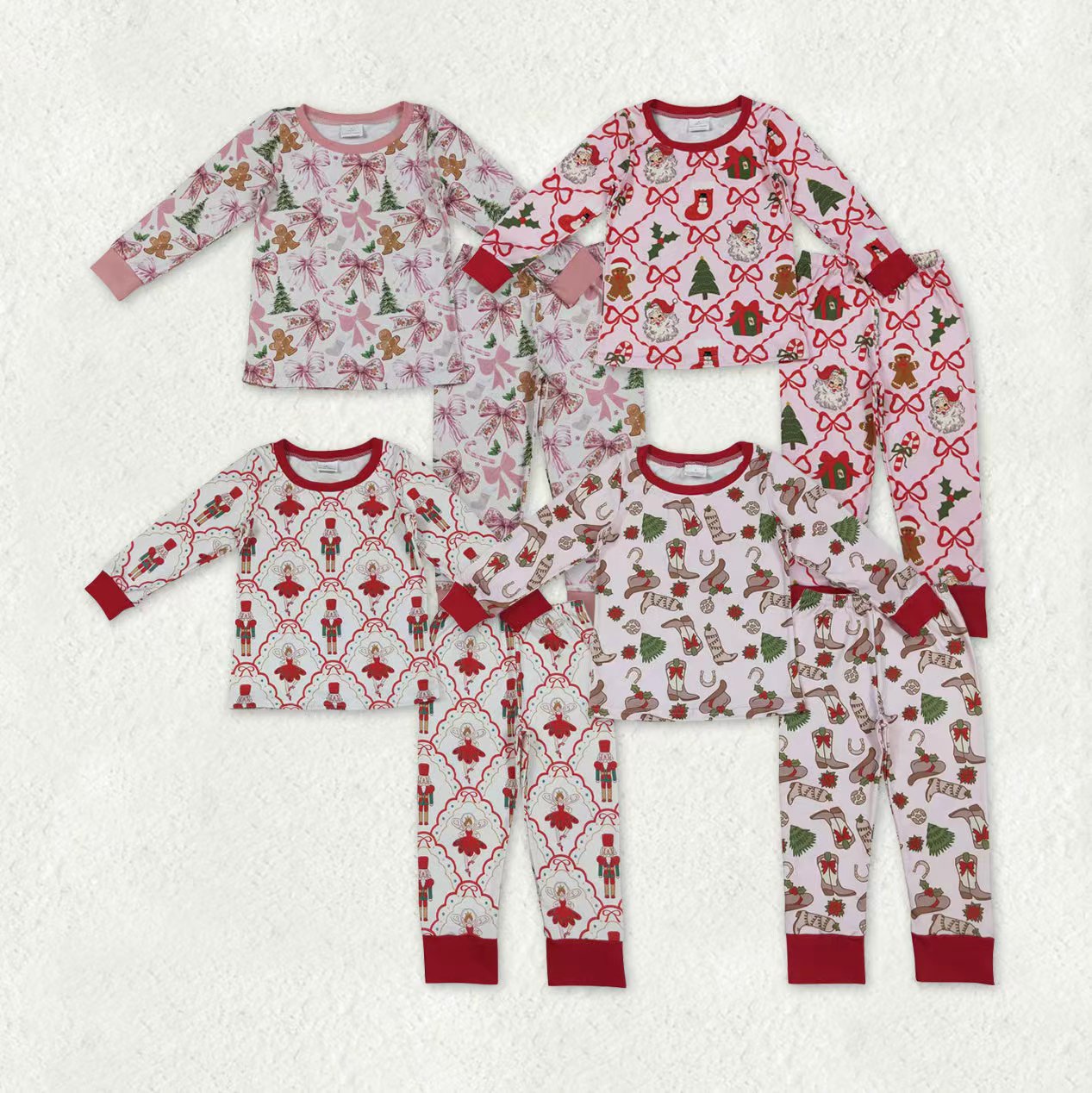 RTS NO MOQ Sibling Baby girls clothes Christmas long-sleeved trousers suits