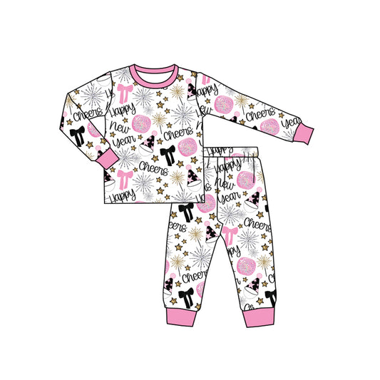 (Pre Order) No moq GLP2818 Pre-order baby girl clothes happy new year long sleeve pants sets-2025.9.4