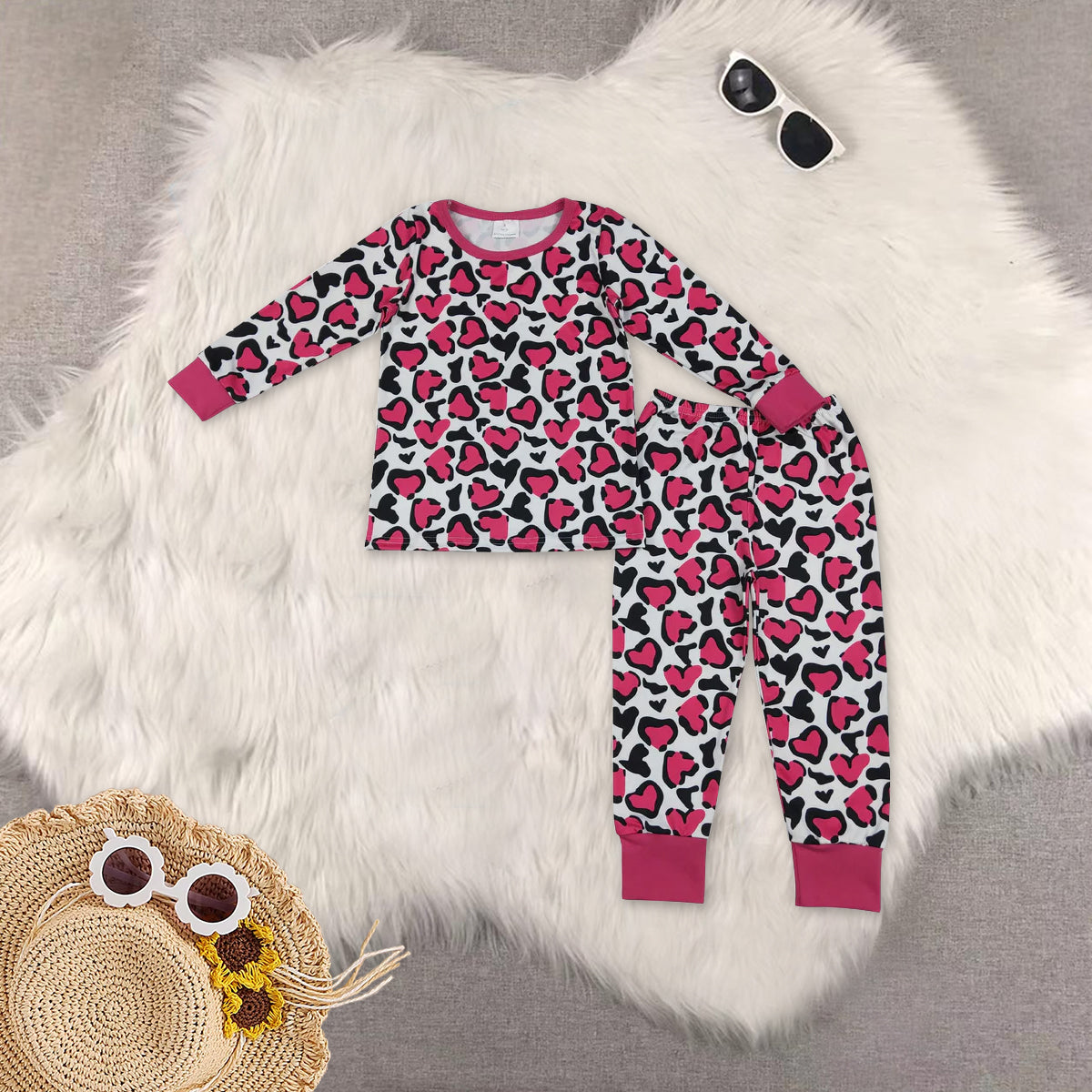 RTS NO MOQ Sibling Baby girl clothes valentine long Sleeve pants Suits