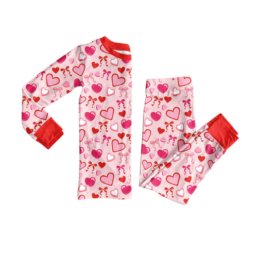 (Pre Order) No moq GLP2841 Pre-order baby girl clothes love bow long sleeve pants sets-2025.9.9