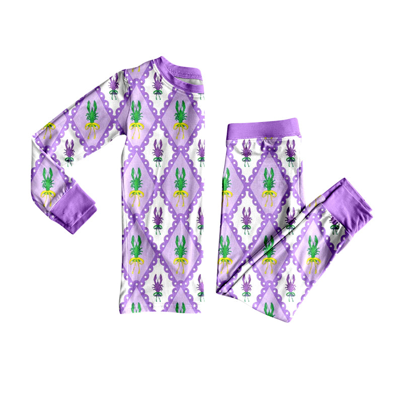 (Pre Order) No moq GLP2845 Pre-order baby girl clothes purple long sleeve pants sets-2025.9.10