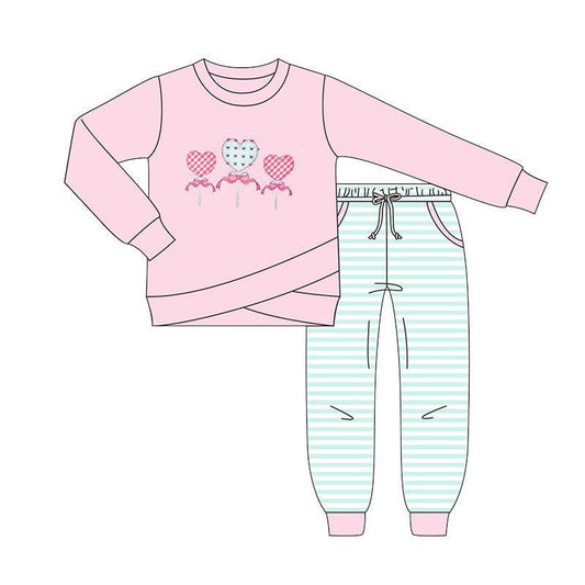 (Pre Order) No moq GLP2849 Pre-order baby girl clothes love long sleeve pants sets-2025.9.10