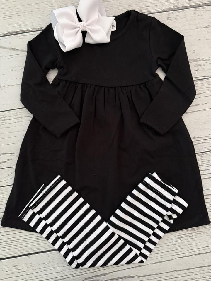 (Pre Order) No moq GLP2867 Pre-order baby girl clothes black long sleeve pants sets-2025.9.12