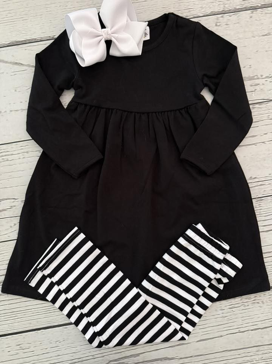 (Pre Order) No moq GLP2867 Pre-order baby girl clothes black long sleeve pants sets-2025.9.12