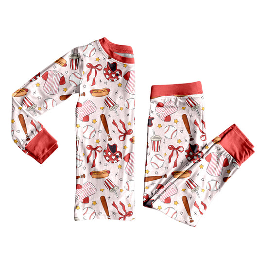 (Pre Order) No moq GLP2918 Pre-order baby girl clothes baseball bow long sleeve pants sets-2025.9.24