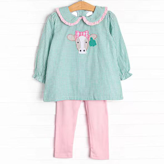 (Pre Order) No moq GLP2926 Pre-order baby girl clothes cow long sleeve pants sets-2025.9.27