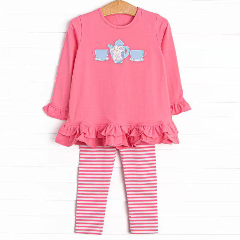 (Pre Order) No moq GLP2927 Pre-order baby girl clothes cups ong sleeve pants sets-2025.9.27