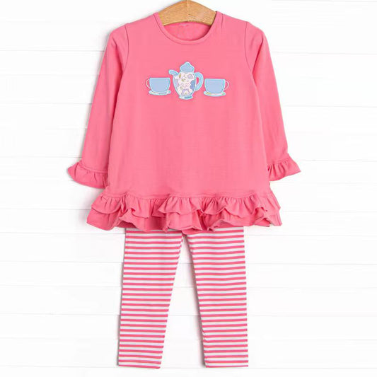 (Pre Order) No moq GLP2927 Pre-order baby girl clothes cups ong sleeve pants sets-2025.9.27