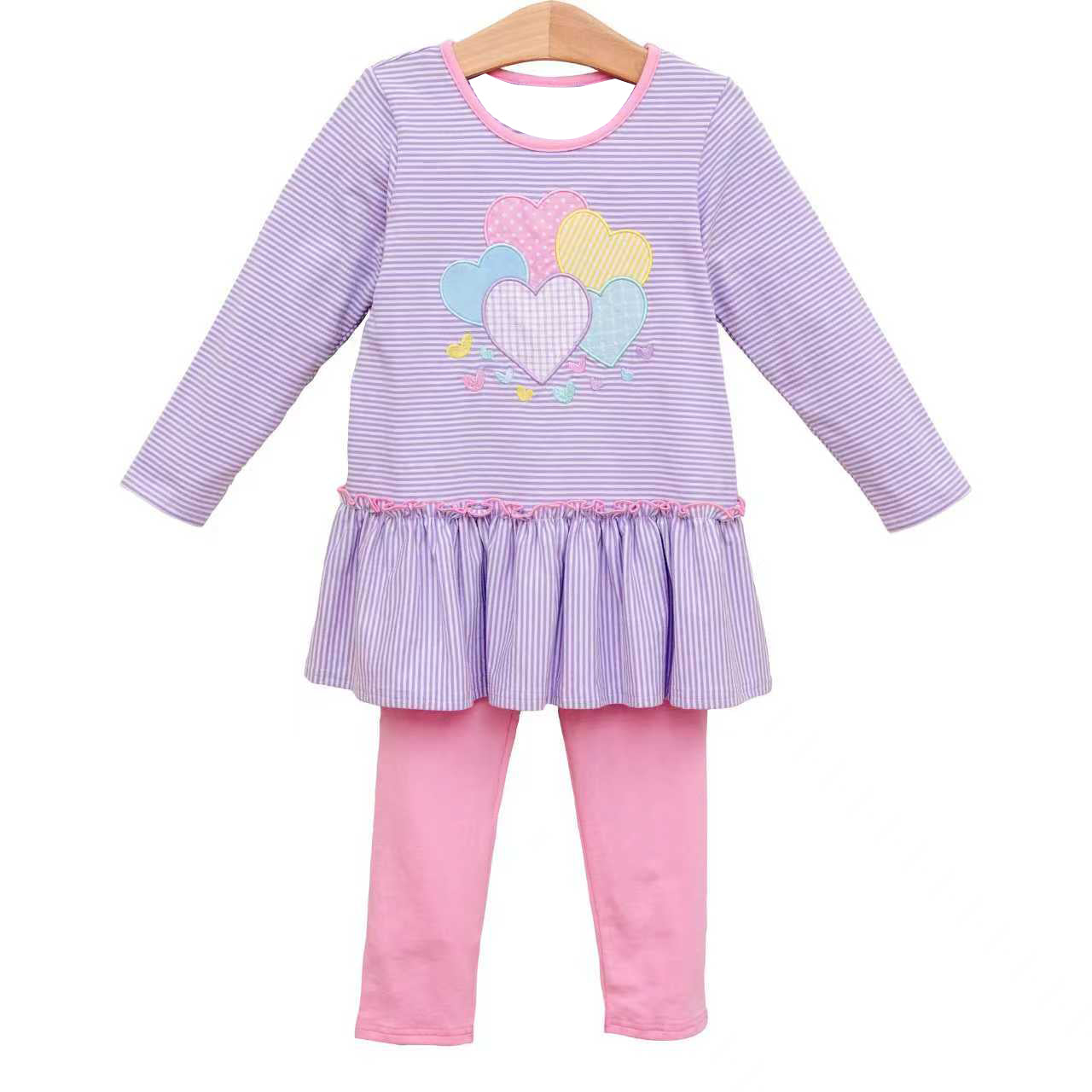 (Pre Order) No moq GLP2928 Pre-order baby girl clothes love ong sleeve pants sets-2025.9.27