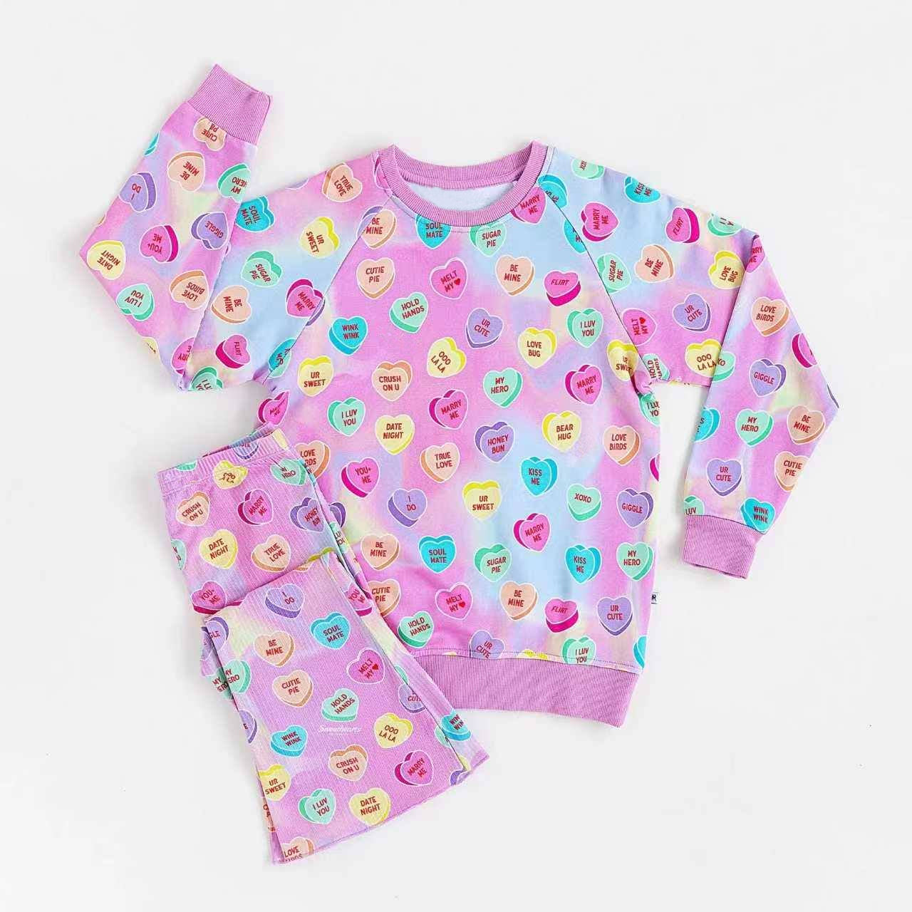 (Pre Order) No moq GLP2937 Pre-order baby girl clothes love pink long sleeve pants sets-2025.9.30