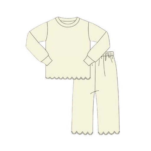 (Pre Order) No moq GLP2963 Pre-order baby girl clothes beige long sleeve pants sets-2025.10.3