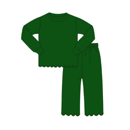 (Pre Order) No moq GLP2965 Pre-order baby girl clothes green long sleeve pants sets-2025.10.3