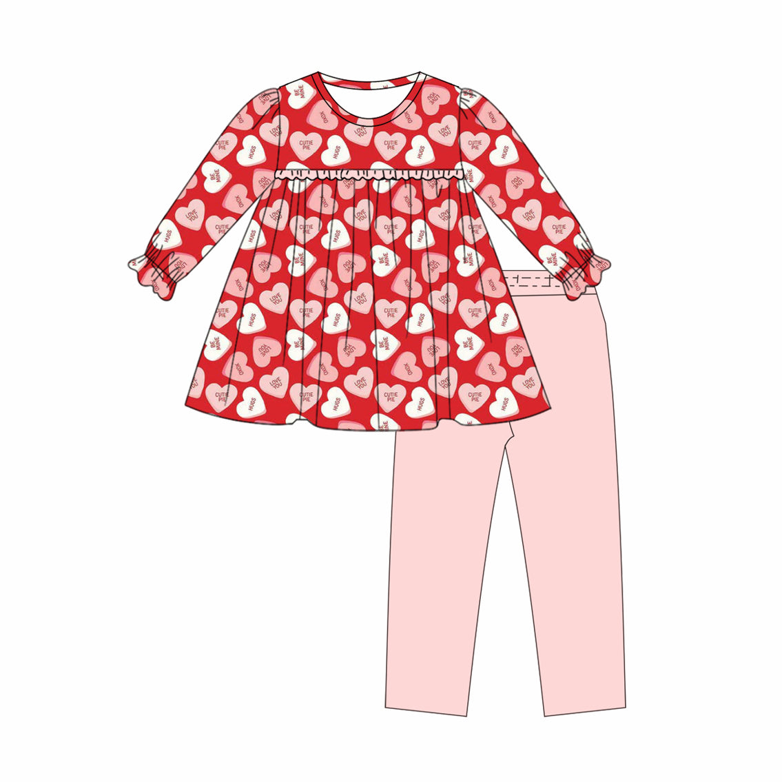 (Pre Order) No moq GLP2974 Pre-order baby girl clothes love long sleeve pants sets-2025.10.4
