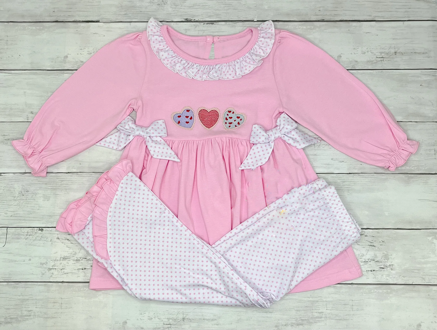 (Pre Order) No moq GLP2980 Pre-order baby girl clothes love pink long sleeve pants sets-2025.10.9