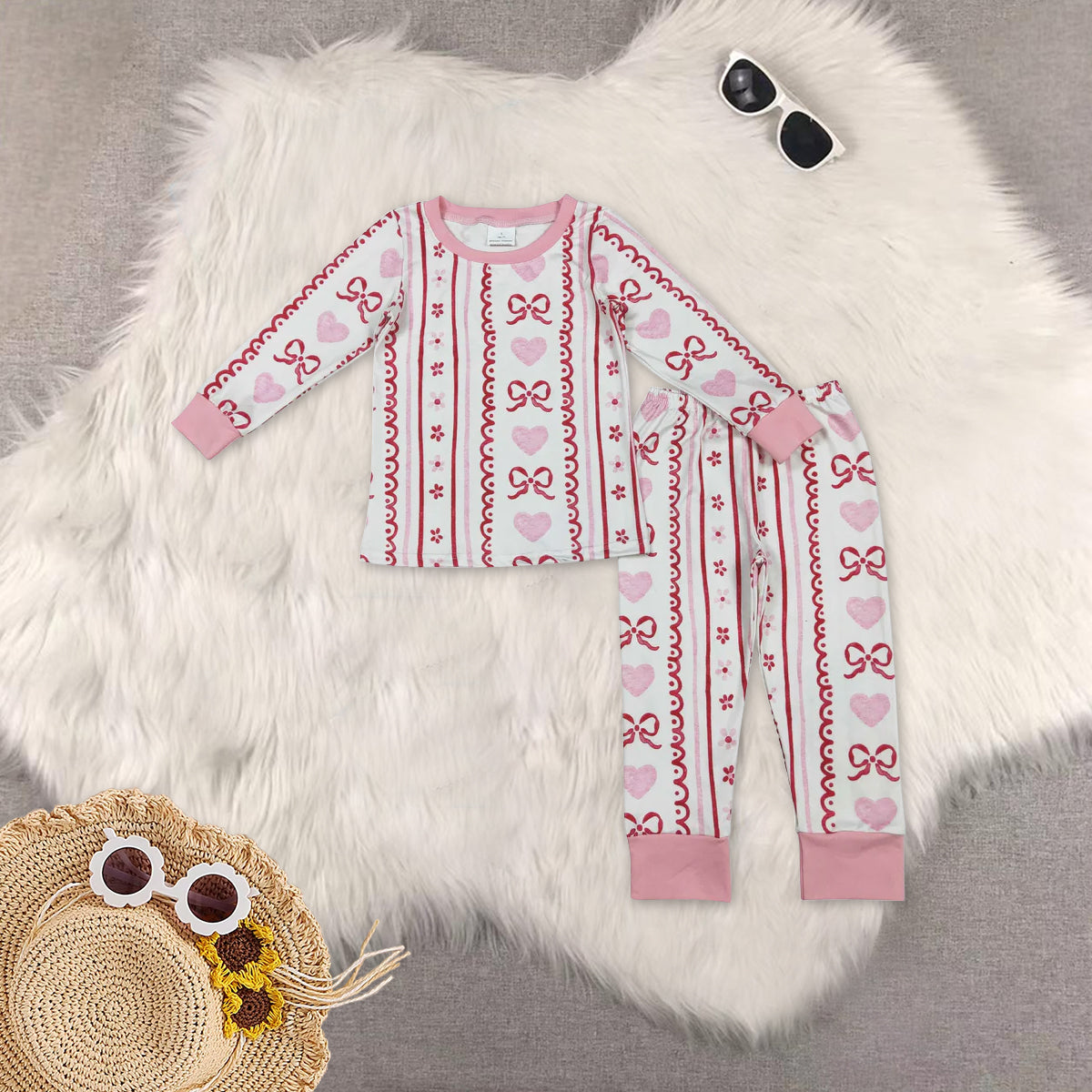 RTS NO MOQ Sibling Baby girl clothes valentine long Sleeve pants Suits