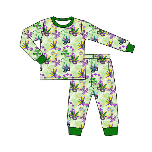 (Pre Order) No moq GLP2987 Pre-order baby girl clothes mardi gras long sleeve pants sets-2025.10.10