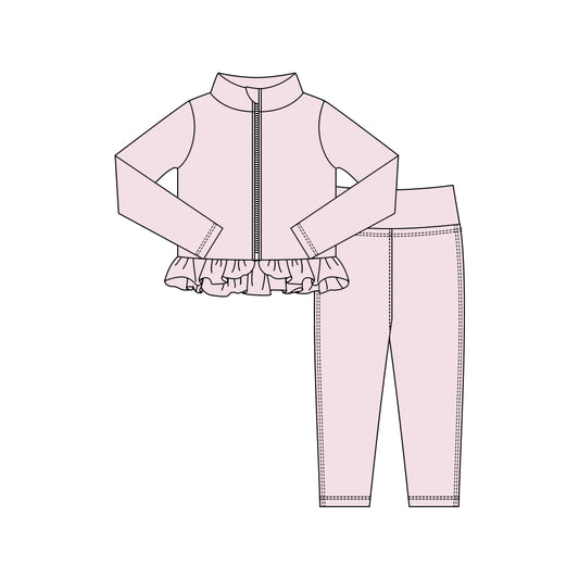 (Pre Order) No moq GLP3015 Pre-order baby girl clothes yoga pink long sleeve pants sets-2025.10.15