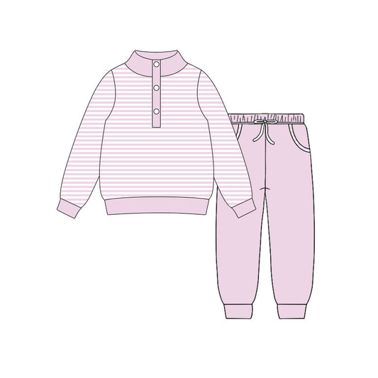 (Pre Order) No moq GLP3022 Pre-order baby girl clothes pink long sleeve pants sets-2025.10.16