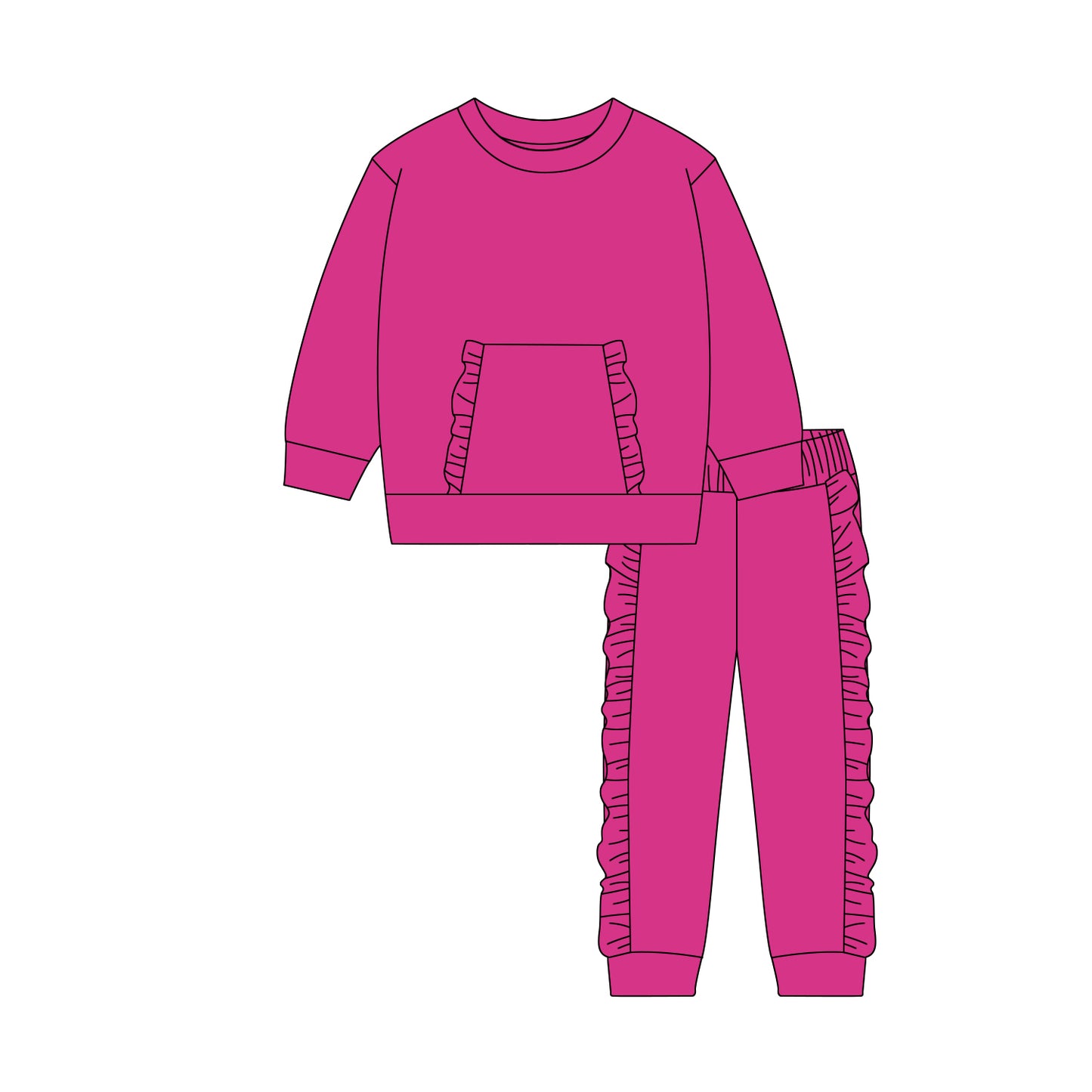 (Pre Order) No moq GLP3045 Pre-order baby girl clothes rose red long sleeve pants sets-2025.10.18