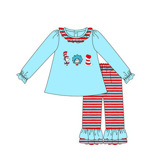 (Pre Order) No moq GLP3056 Pre-order baby girl clothes dr seuss long sleeve pants sets-2025.10.21