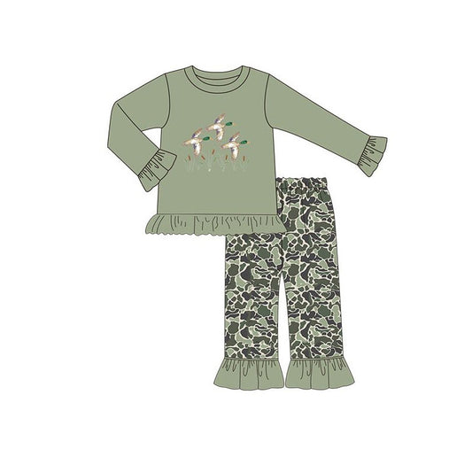 (Pre Order) No moq GLP3062 Pre-order baby girl clothes duck long sleeve pants sets-2025.10.24