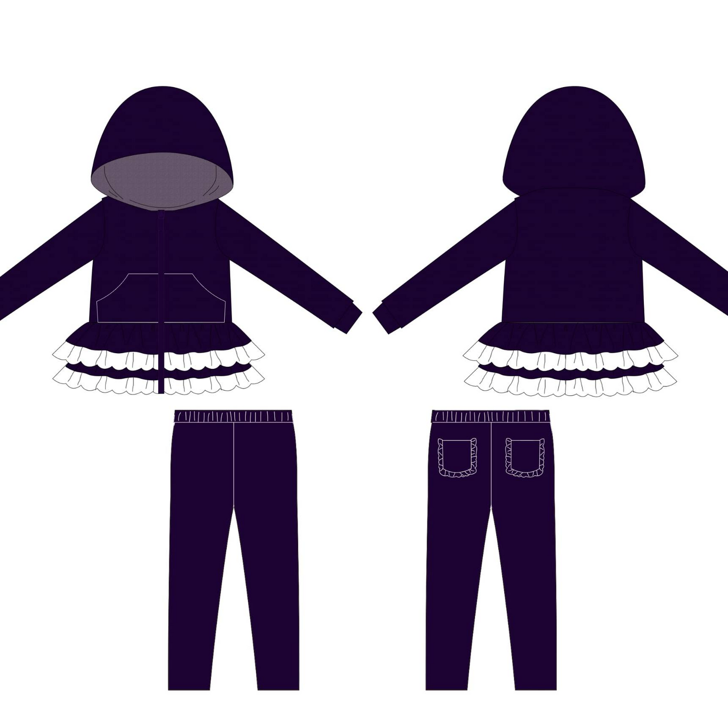 (Pre Order) No moq GLP3071 Pre-order baby girl clothes hooded long sleeve pants sets-2025.10.28