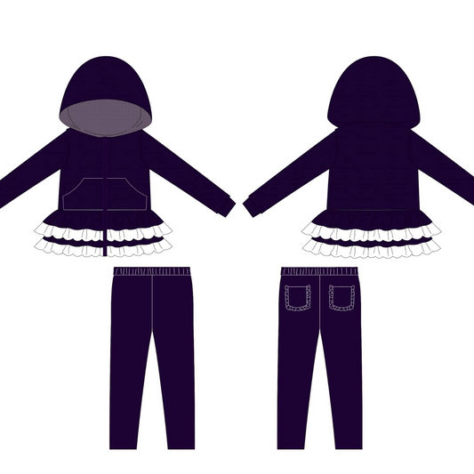 (Pre Order) No moq GLP3071 Pre-order baby girl clothes hooded long sleeve pants sets-2025.10.28