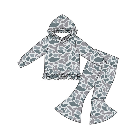 (Pre Order) No moq GLP3076 Pre-order baby girl clothes camouflage hooded long sleeve pants sets-2025.10.28